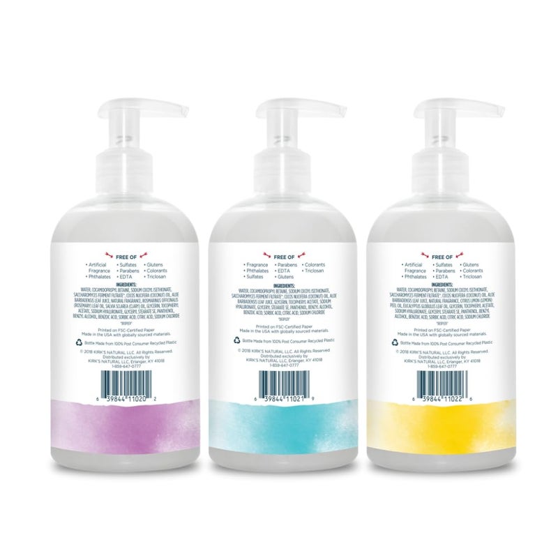 Kirk's Hydrating Hand Wash - Made with Coconut Oil and Aloe Vera, With Odor Neutralizing Technology To Help Eliminate Odors, Non-GMO, Vegan, Variety Pack, 12 Fl Oz. 4 pack - Image 2